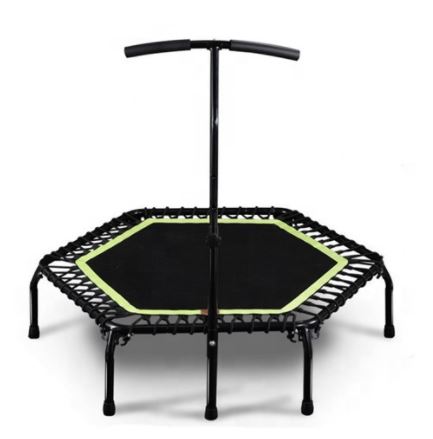 Exercise trampoline with handles for home use