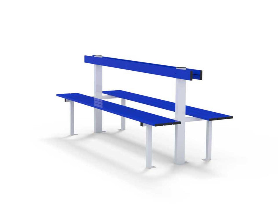 Double Locker Room Bench with Backrest