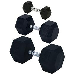 Rubber Encased Solid Hex Dumbbells - Giantmart.com