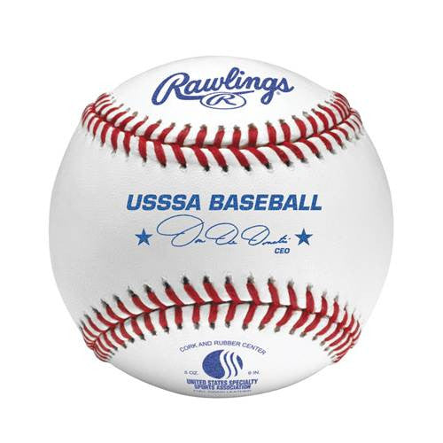 Balle De Baseball Rawlings ROLB1 - Cuir Pleine Fleur Blanc, Grade Compétition USSSA, Taille 9