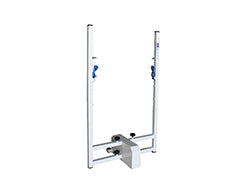 Central competition post with double adjustable height uprights in white powder coated, adjustable distance from 0.84m to 1.14m
