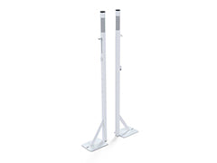 Competition ground-fixed badminton posts in white powder coated with adjustable height